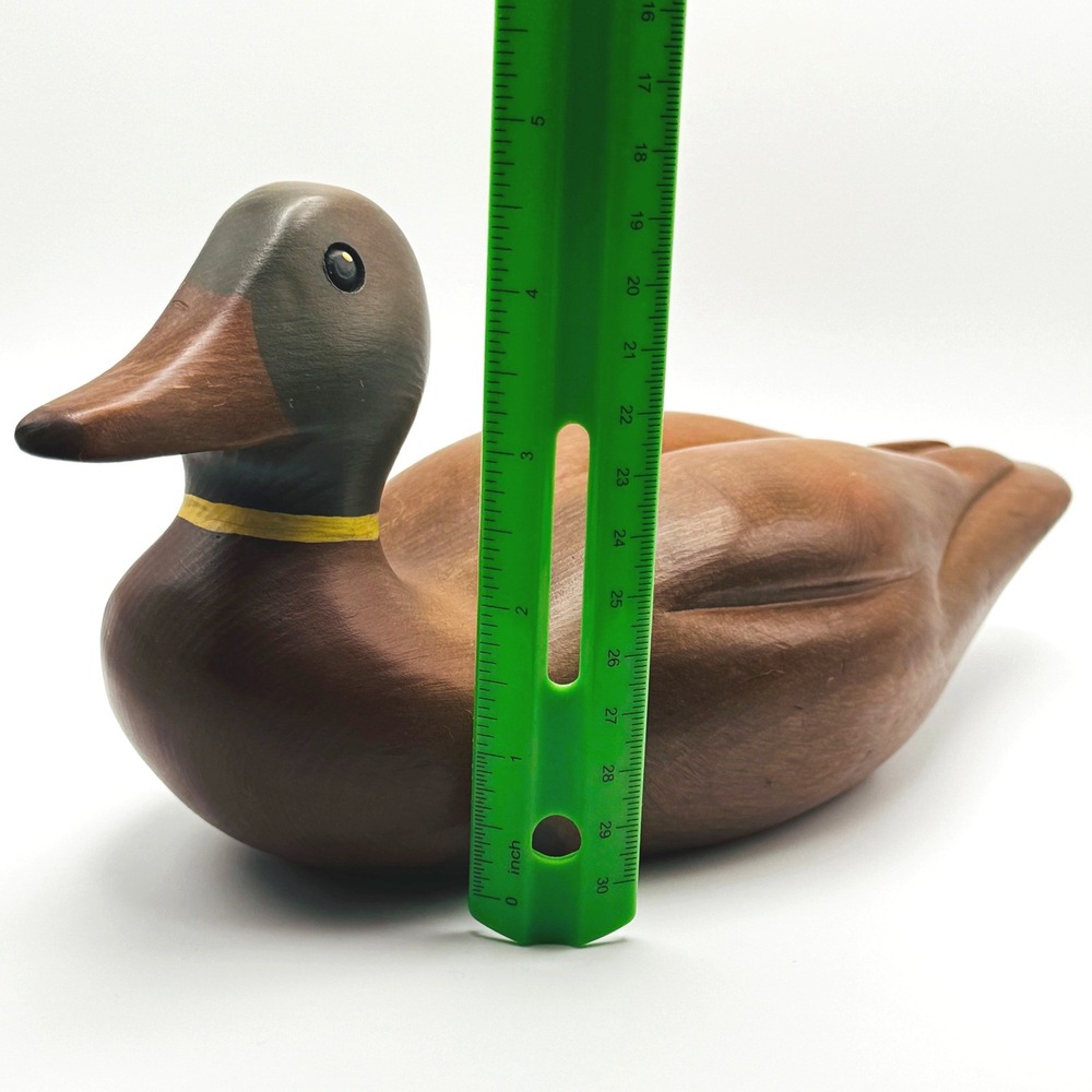 Vtg. Hand Carved Wood Mallard Duck Decoy Sculpture Cabin Lakehouse Cottagecore - Picture 6 of 10